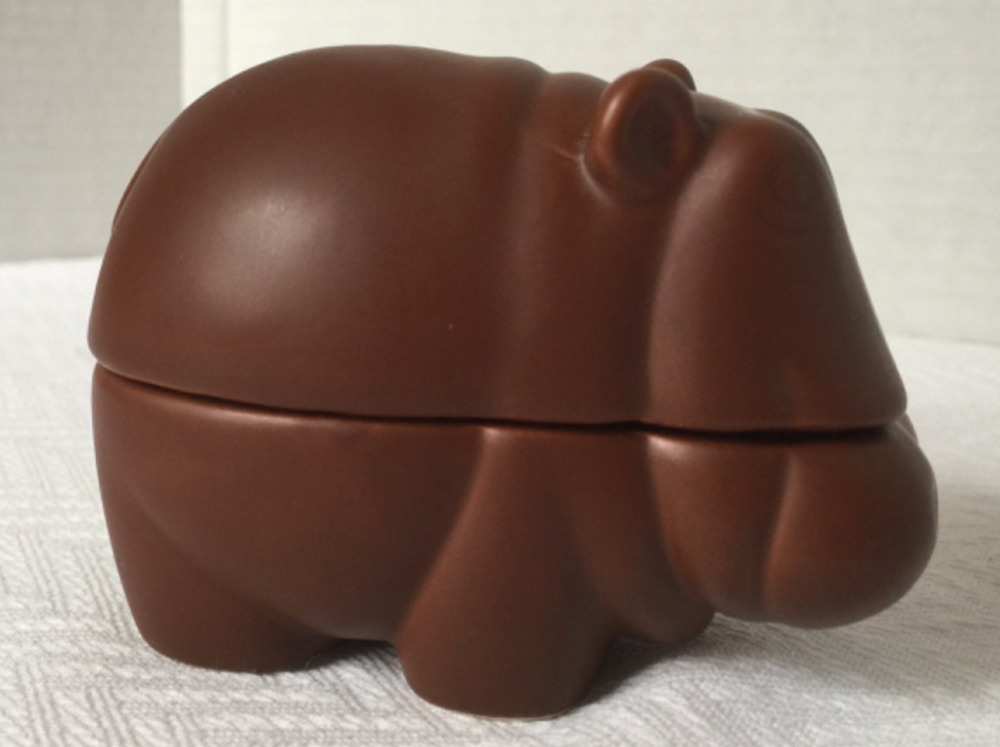Nancy Lopez 1977 Vintage Ceramic Hippo Trinket Dish 2pcs 1977 Japan